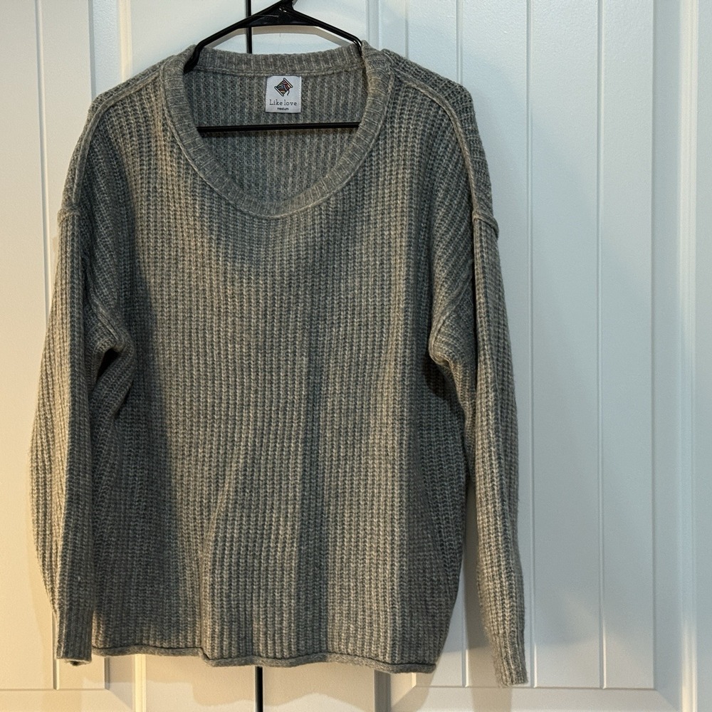 Like Love Womens Cable‎ Knit Sweater Gray Sz Medium